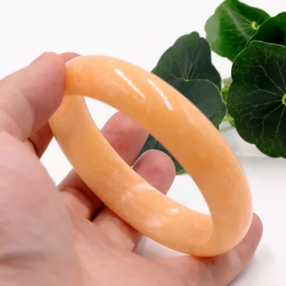 62 mm Natural Yellow Chinese Jade Bracelet Bangle
